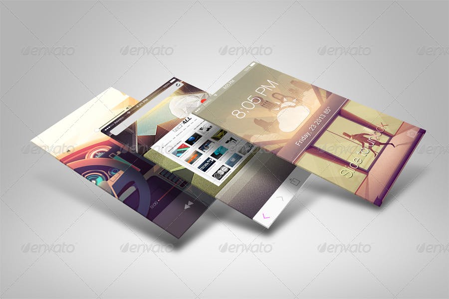 APP应用界面设计截图预览样机模板 Mobile App Screenshot Mockups插图(4)