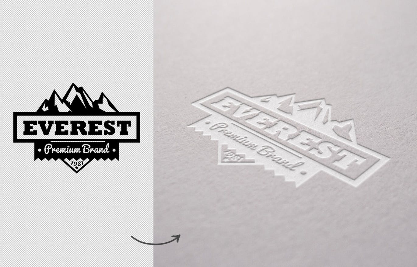 Logo品牌商标凹印效果图样机模板 Digged Paper Mockup插图(1)