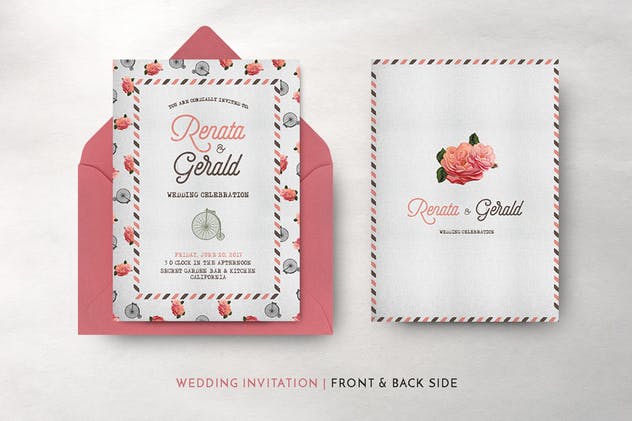 复古旅行婚礼请柬邀请函套装模板 Vintage Travel Wedding Suite插图(9)