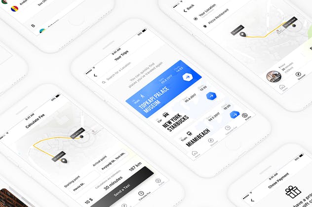 交通出行导航类APP应用UI界面模板 Nowgo UI Kit插图(1)