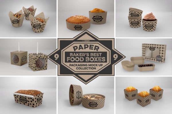 纸张材质食物包装样机v09 Vol. 09 Paper Food Packaging Mockups