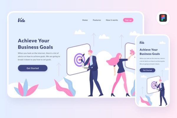 项目任务计划主题APP&amp;Web设计矢量插画[Figma&amp;SVG] Vela mission illustration (Figma, SVG)