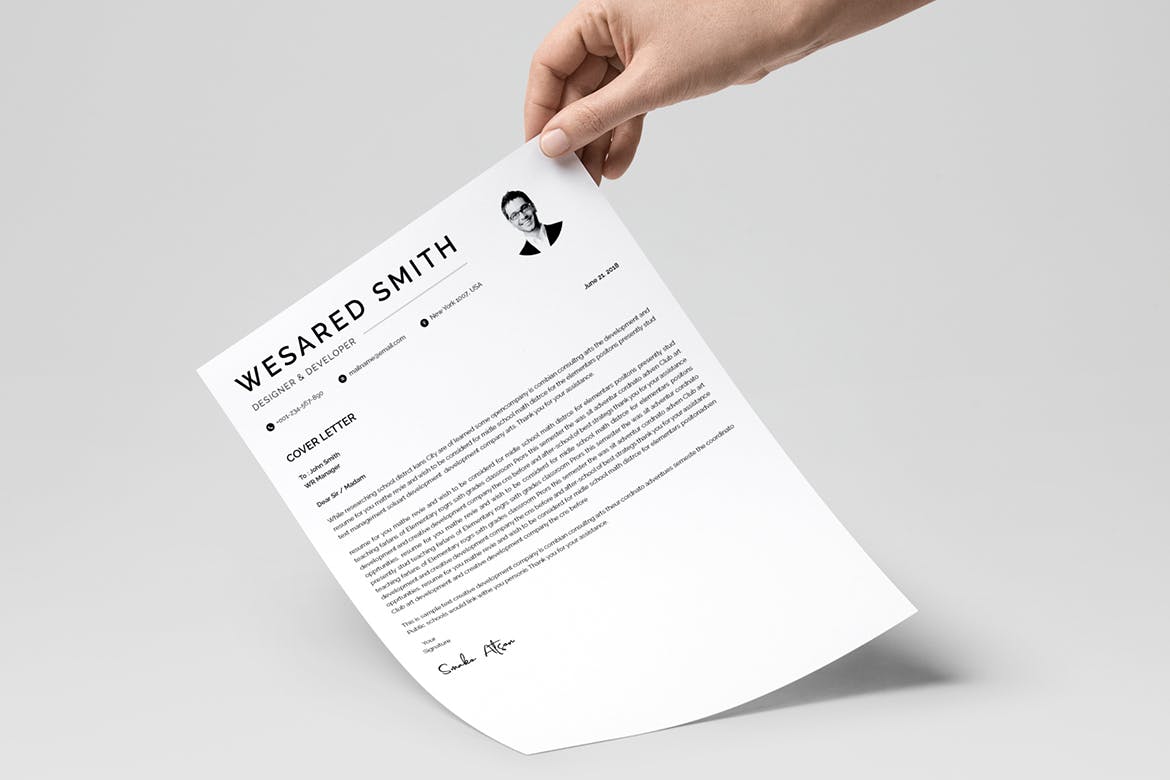 黑白设计风格个人简历/介绍信设计模板v13 Resume Template 13插图(3)