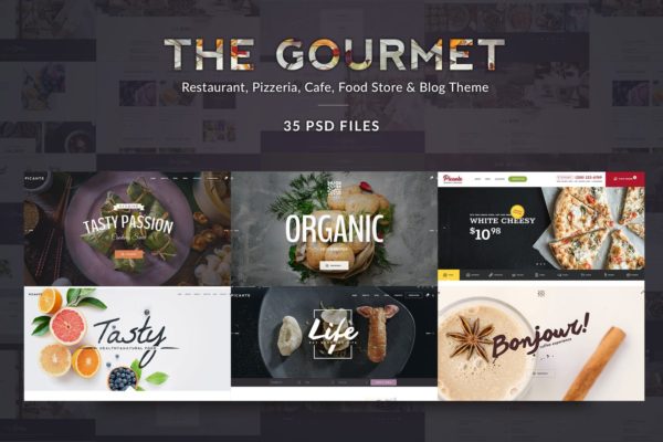 美食&amp;餐厅网站设计PSD模板 Gourmet – Food &amp; Restaurant PSD Template