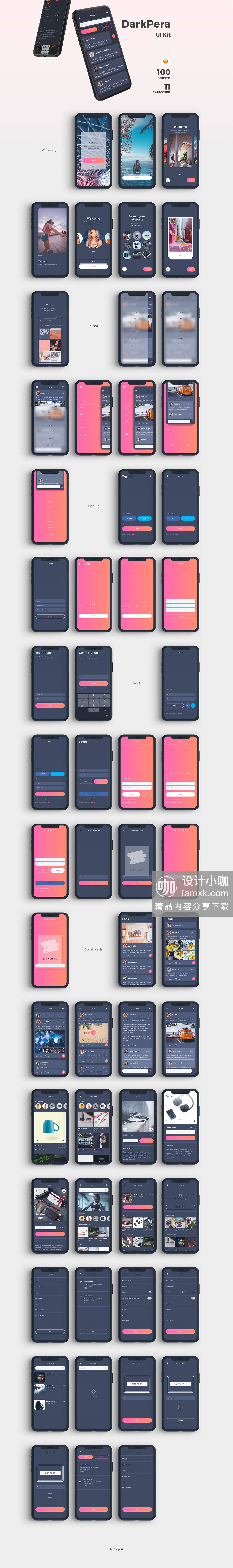 素材库下午茶：多功能的高端社交APP UI KIT [Sketch]