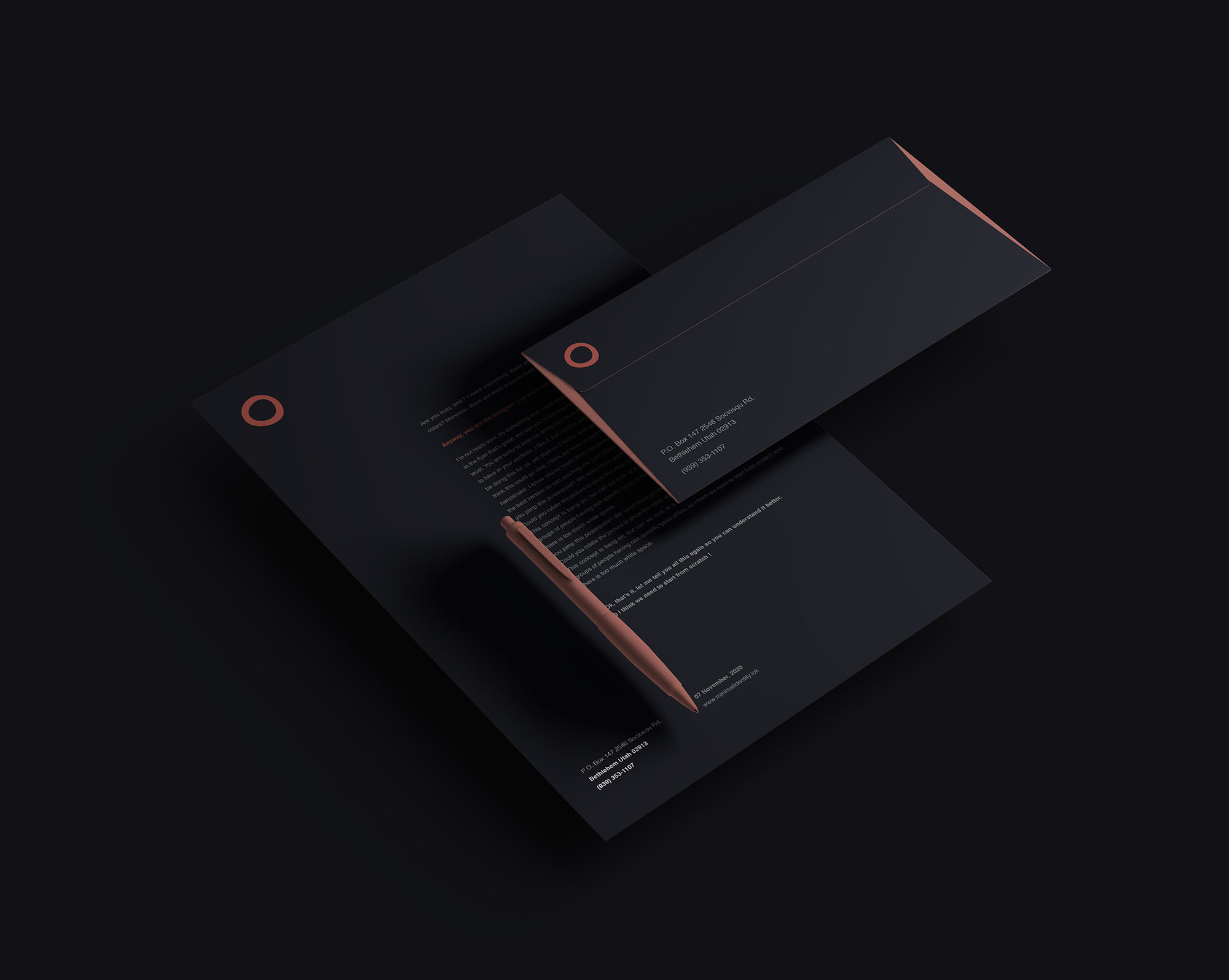 企业VI设计办公用品立体悬浮效果图样机 Floating Identity Mockup插图(1)