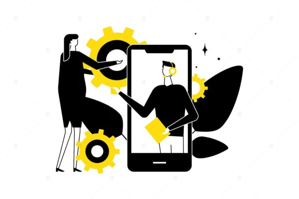 技术支持主题扁平设计风格矢量插画素材库精选 Technical support – flat design style illustration