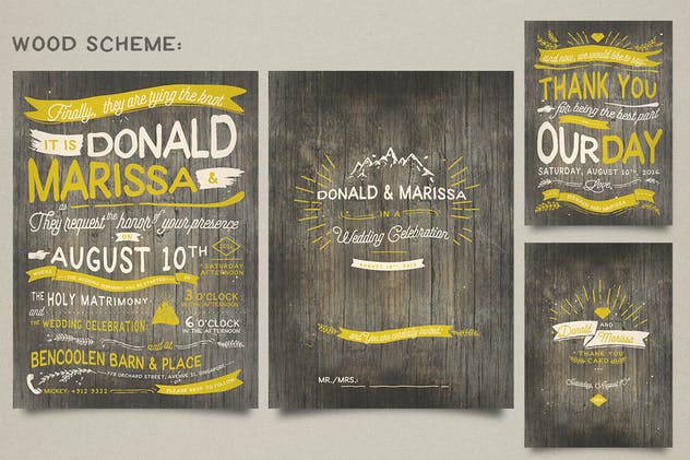 复古手写字体婚礼邀请函设计模板套装Vol.2 Vintage Hand Lettering Wedding Invitation Vol II插图(6)