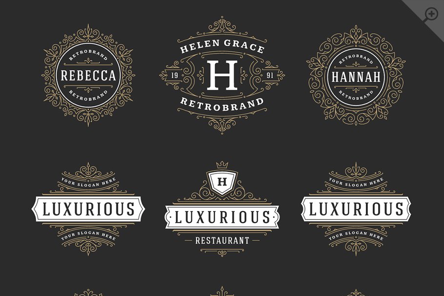 50款奢侈品品牌Logo设计模板 50 ornaments logos & monograms插图(2)