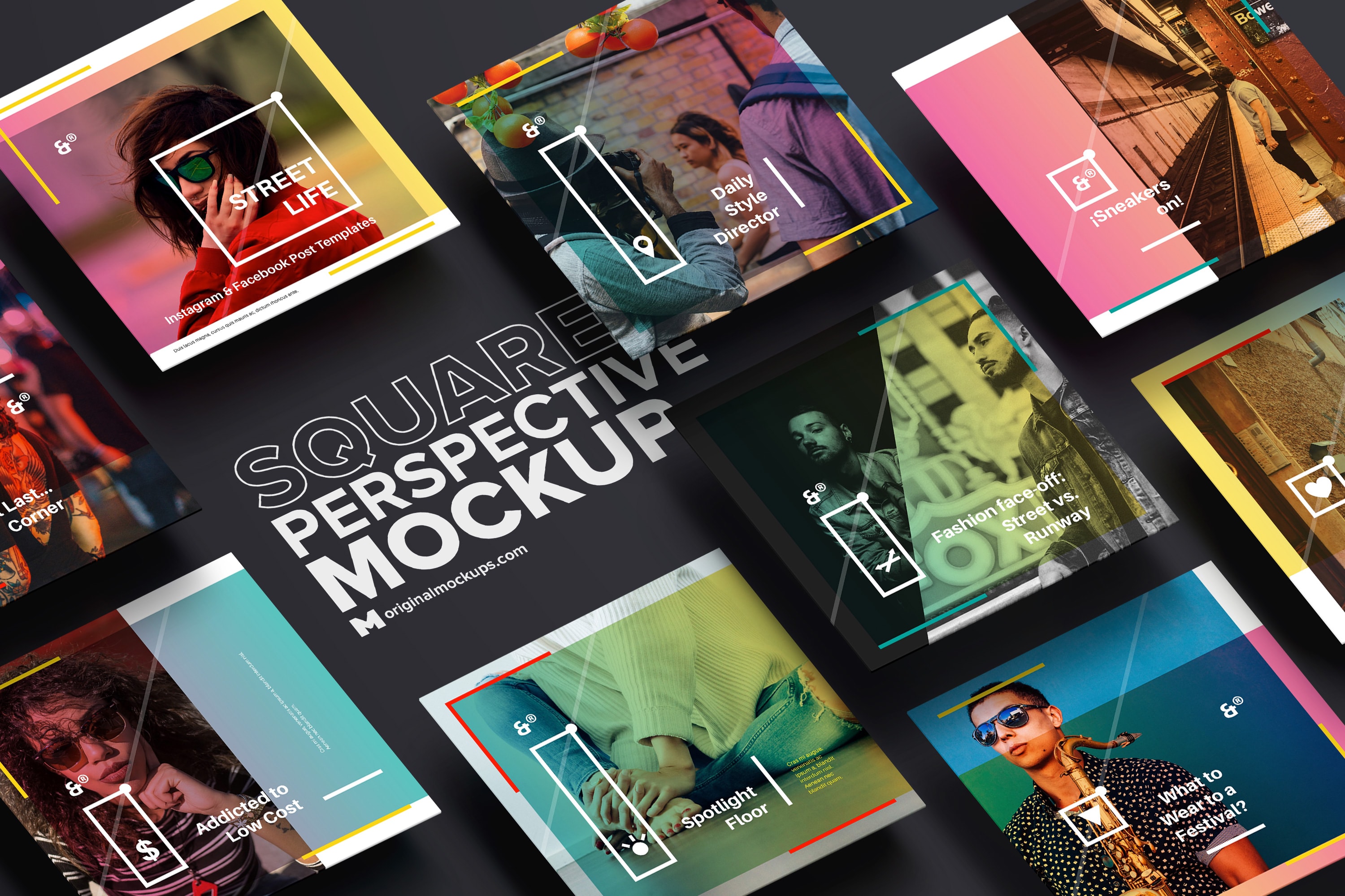 方形设计透视图样机模板01 Square Perspective Mockup 01插图