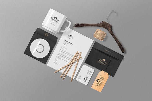 4款企业品牌展示办公用品套装样机模板 4 Stationery Mockups Scenes插图(2)