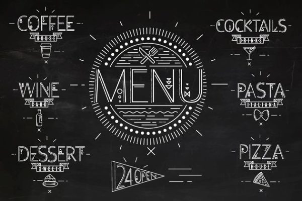 复古扁平风格酒水菜单海报模板 Flat Menu vintage