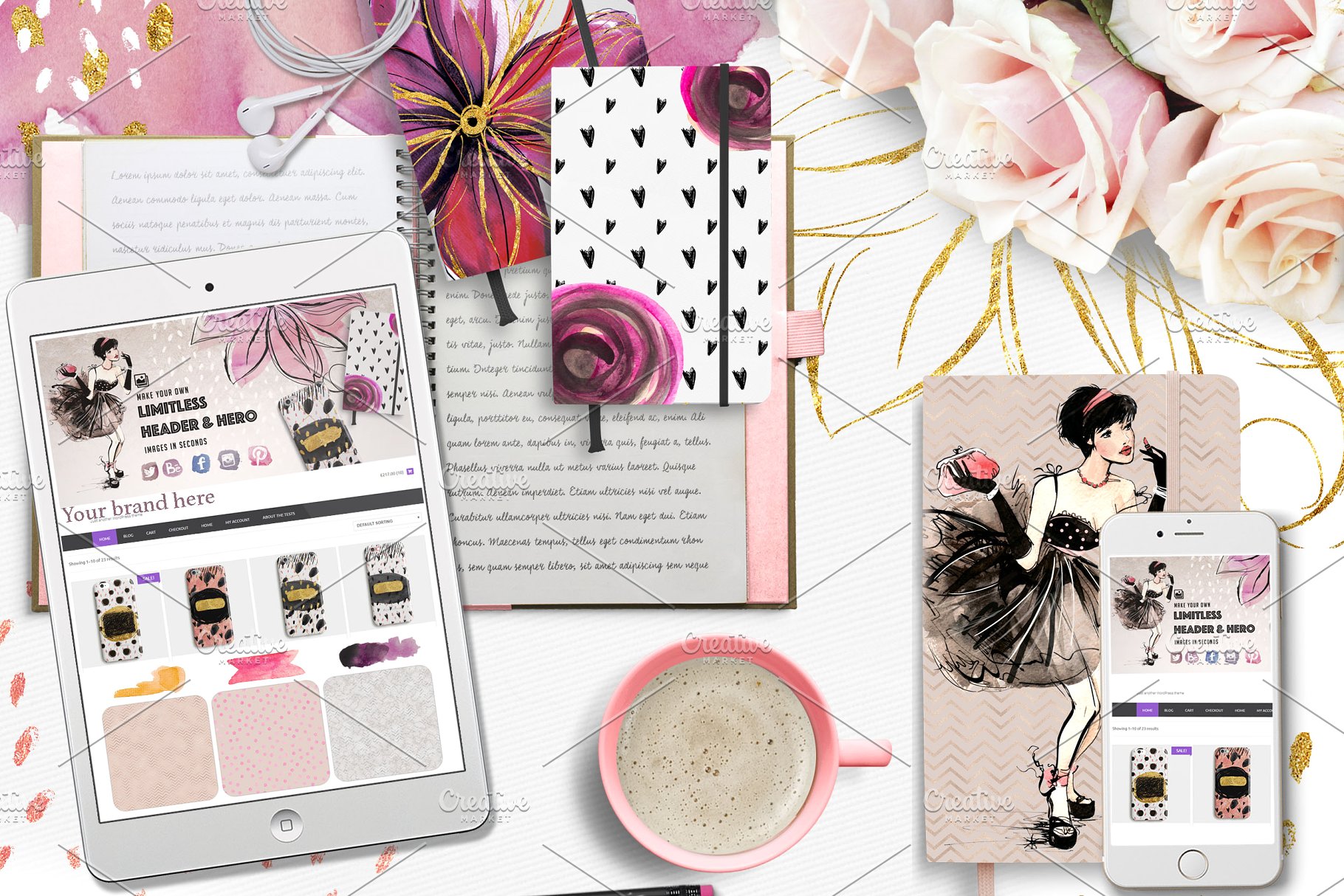 女性风格手绘设计元素合集 GIRLS AND PATTERNS插图(13)