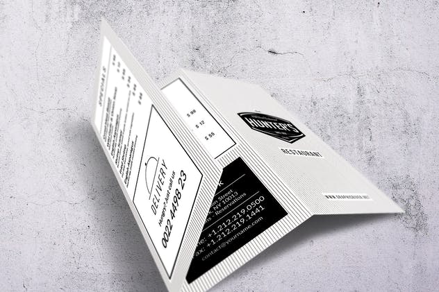 极简主义折页菜单模板 Minimal A4 Trifold Menu – 2 Color Versions插图(1)