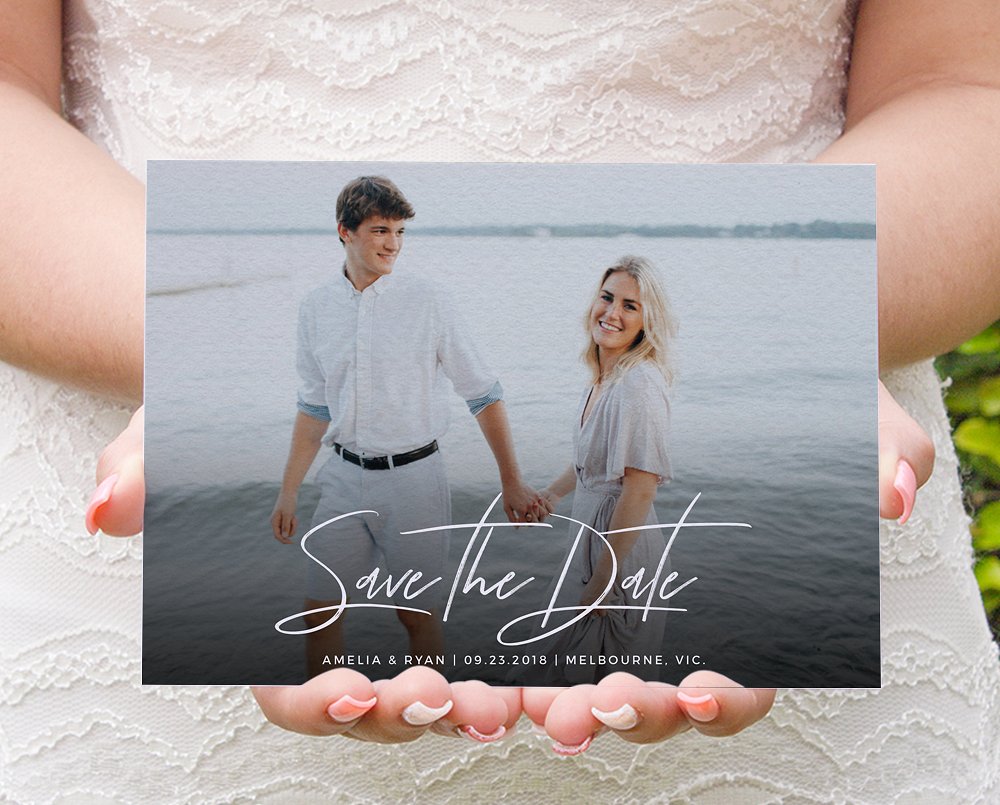 简约婚礼邀请函设计套件 Typography brush script invitations插图(3)