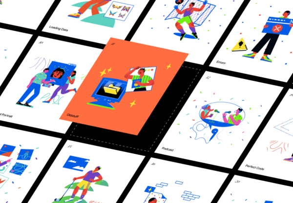 素材库下午茶：20个时尚现代和多彩的人物矢量插画