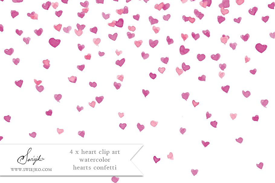 粉色和紫色心形图案纹理 Pink Hearts, Hearts Rain,插图