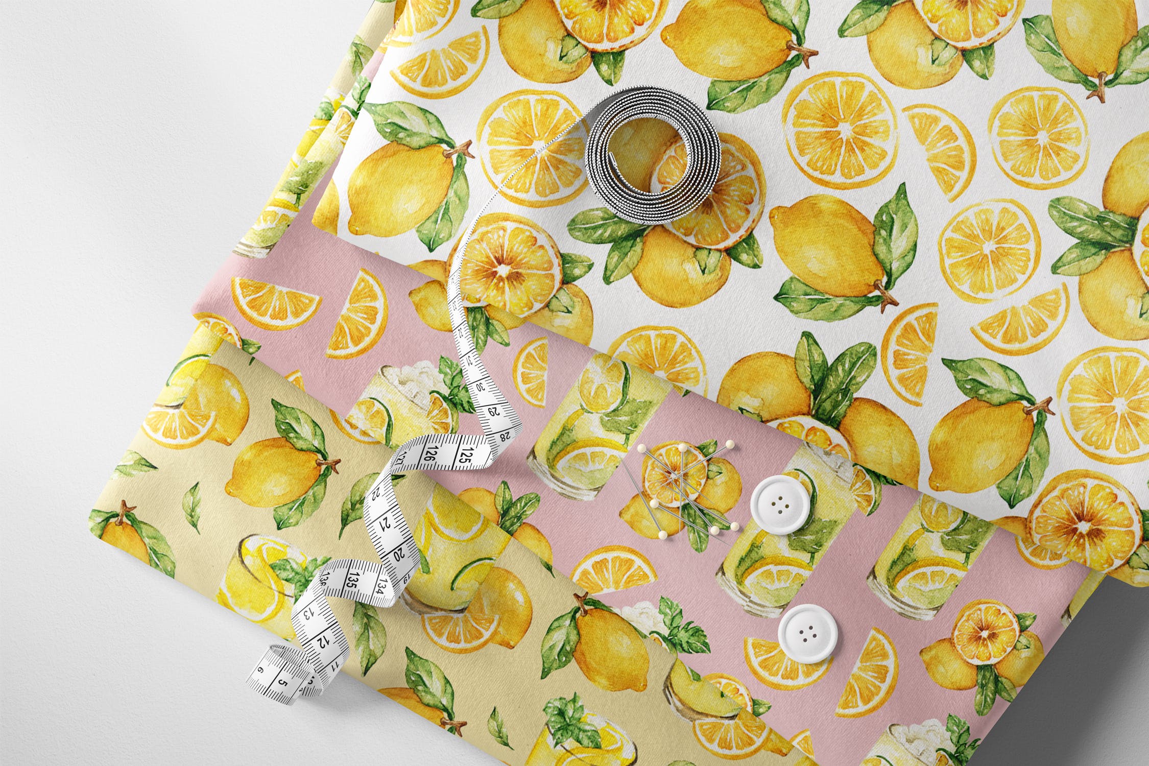 水彩柠檬手绘图案纹样背景素材 Lemonade Watercolor Set插图(1)