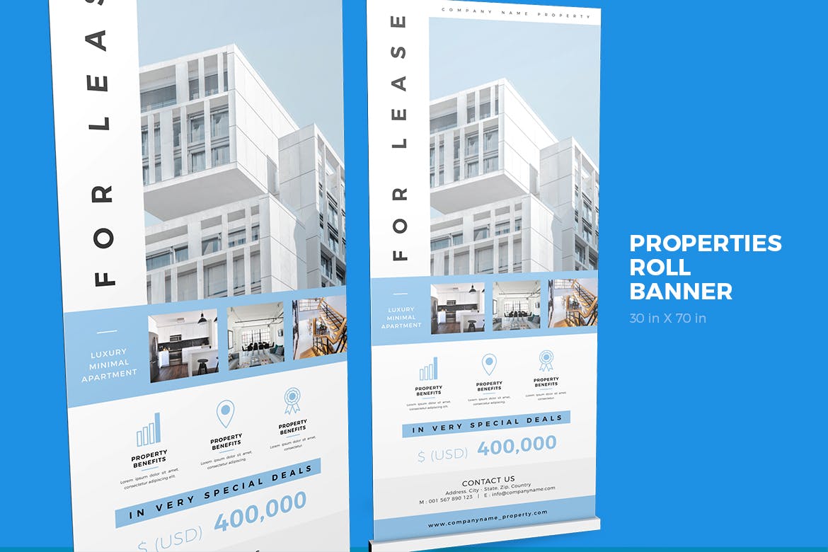 易拉宝商业广告Banner设计模板素材 Roll Banner Properties插图(3)