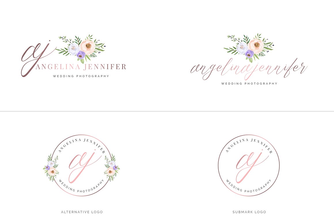 超级水彩风 Logo 设计素材包 Watercolor Premade Branding Logo Kit [模板、纹理&元素]插图(24)