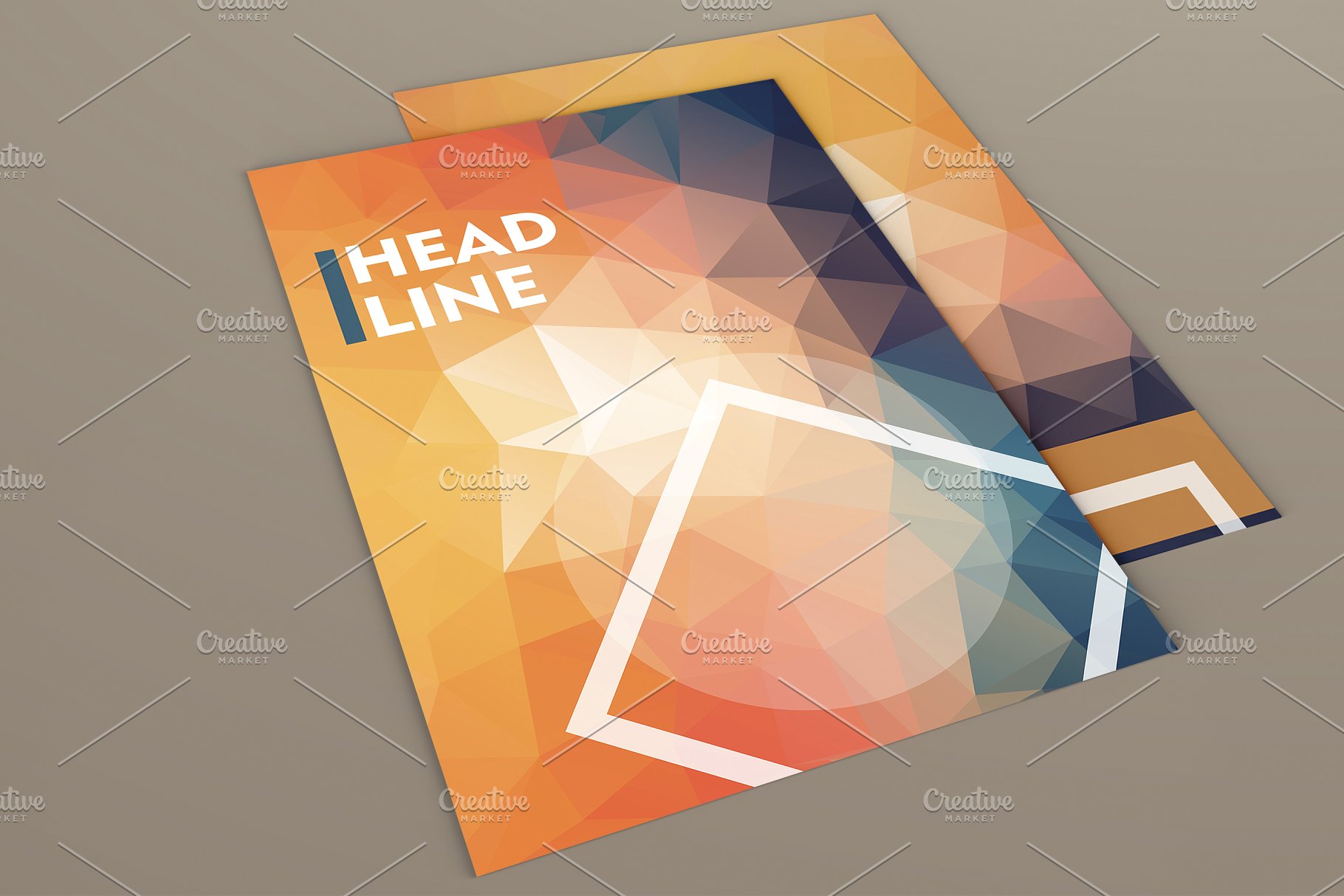 多色抽象多边形风格的精美小册子模板 Brilliant brochures in poli style插图(1)