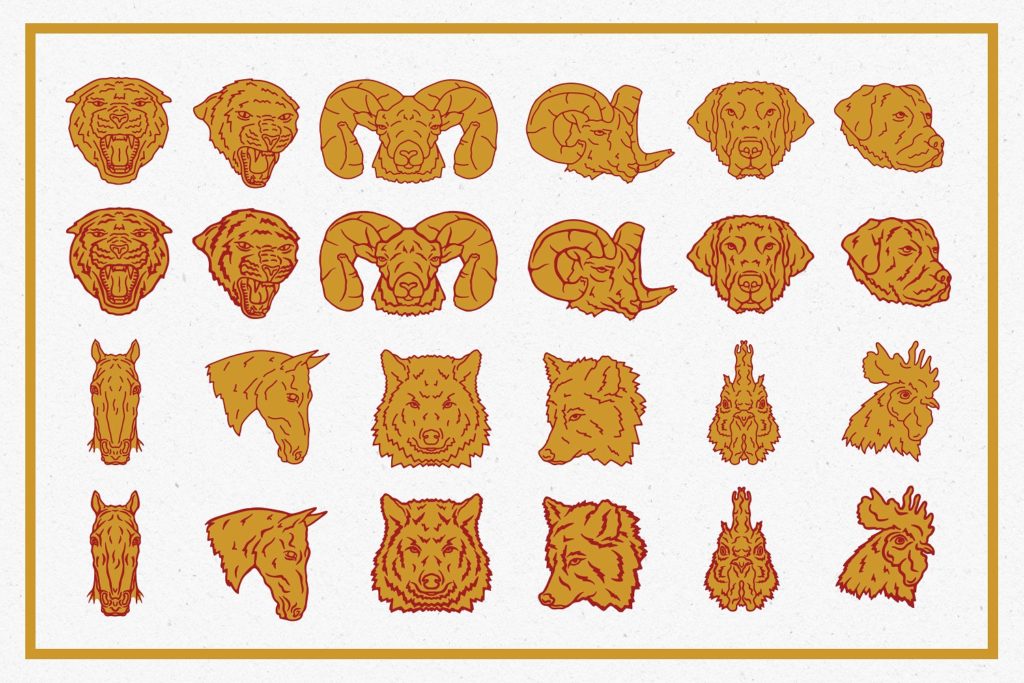 复古手绘动物头部矢量图形下载[ai]插图(4)