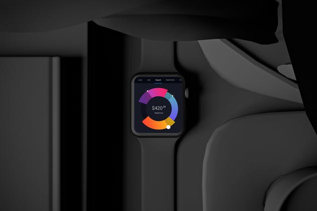 时尚深色Apple智能手表样机模板 Dark Apple watch插图(3)