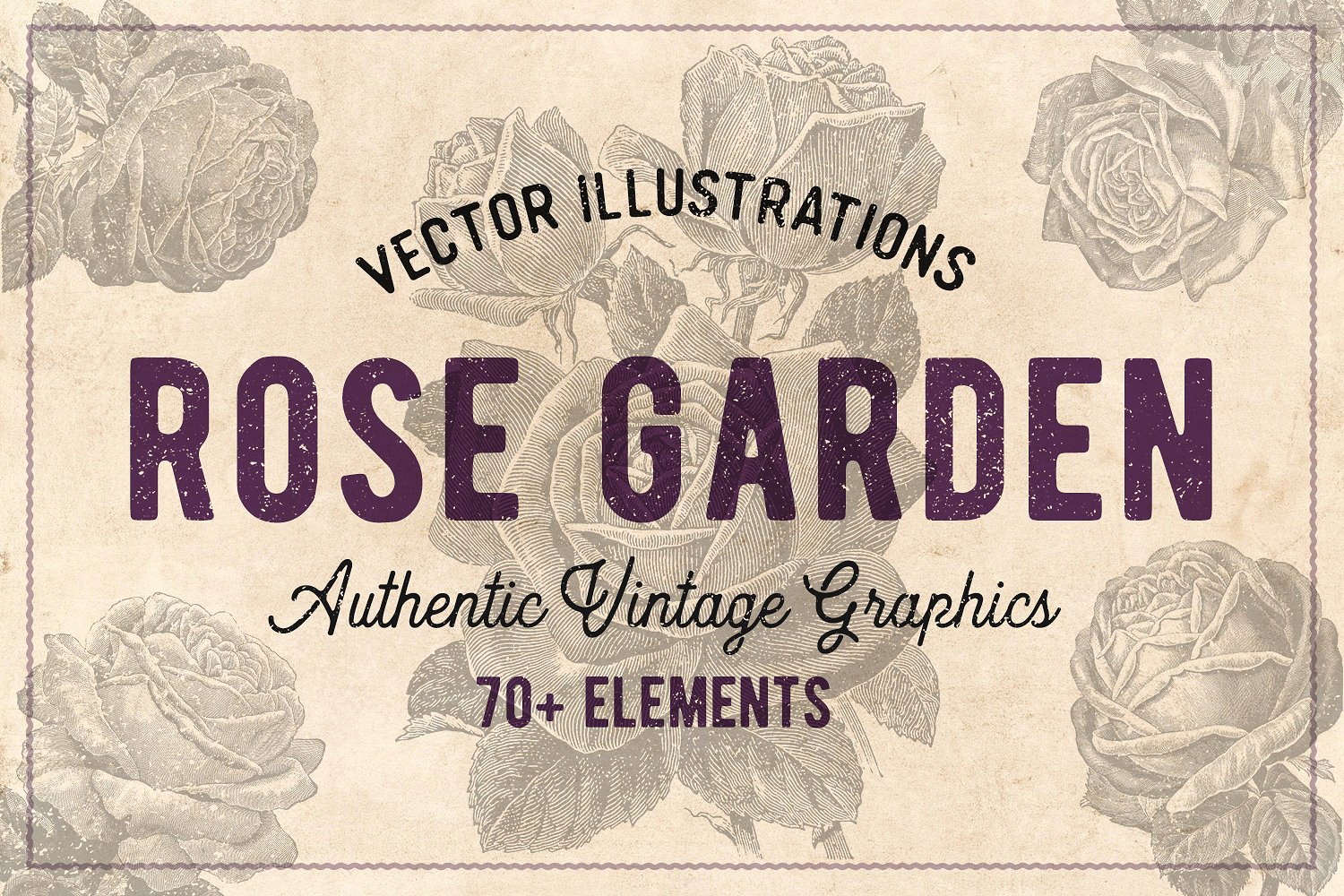 70款手绘怀旧风格的玫瑰花矢量素材下载[eps,png]插图