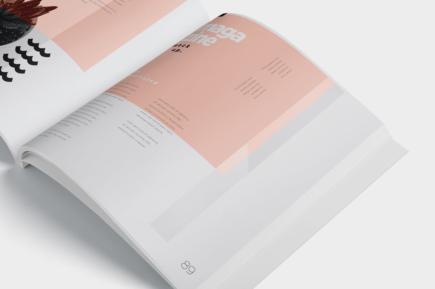 杂志内页排版设计印刷效果图样机 Open Magazine Mockups插图(3)