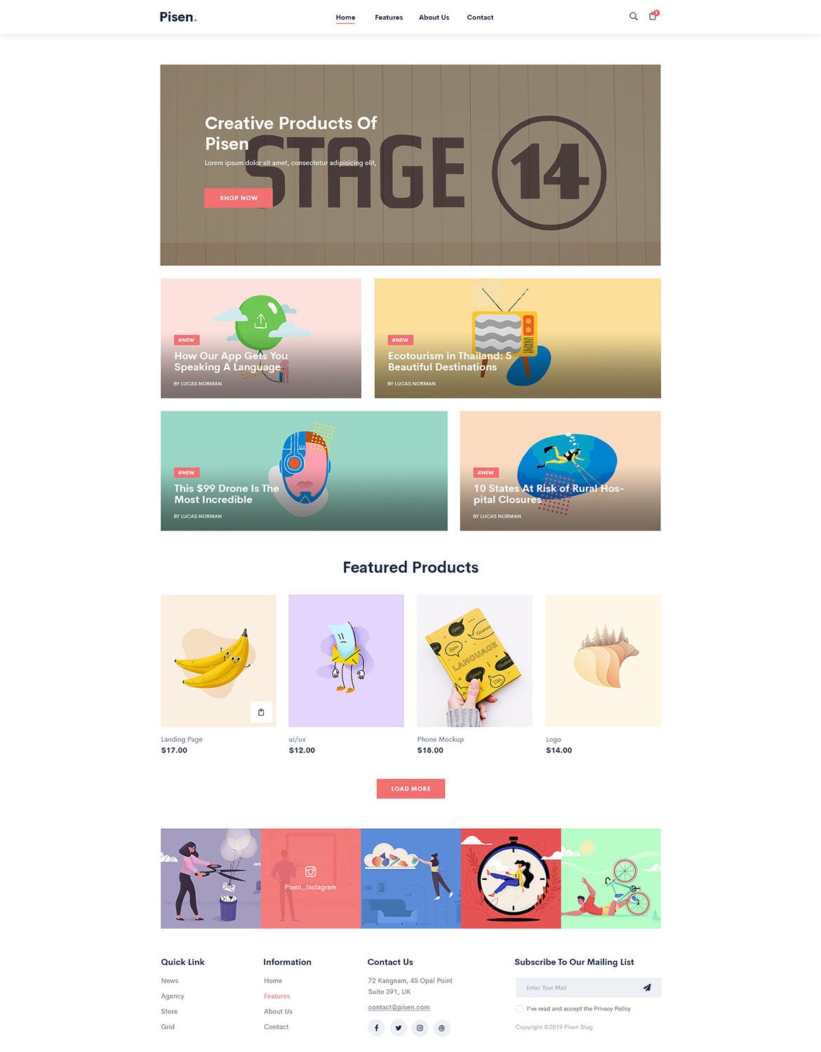 极简多图博客设计PSD模板 Pisen | Minimalist Blog PSD Template插图(6)