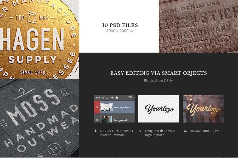 10款非常有格调的Logo/徽章设计展示样机模板 10 Logo/Badge Mock-Ups Vol.2插图(4)