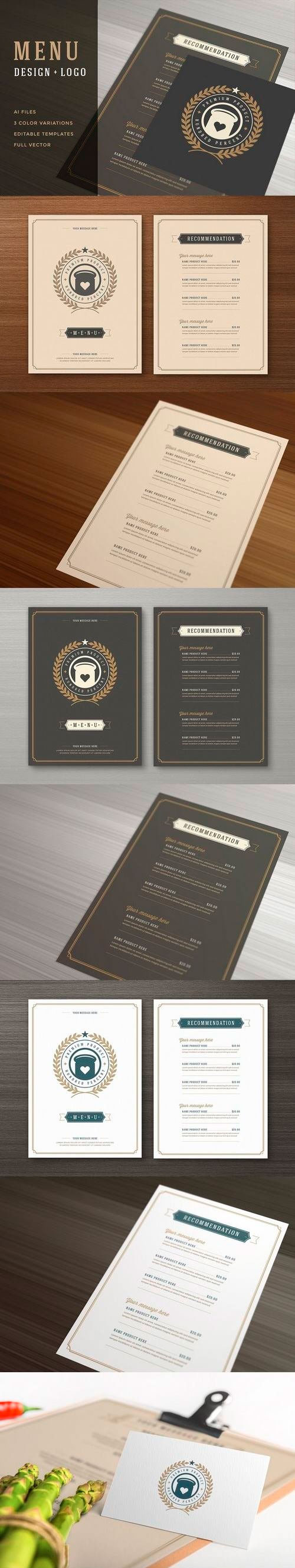 高端优雅的西餐厅矢量菜单设计模板插图