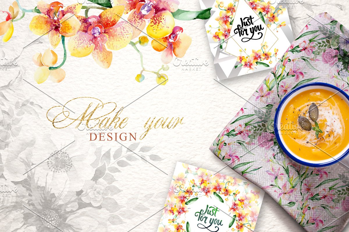 华丽的花束水彩PNG剪贴画套装插图(5)