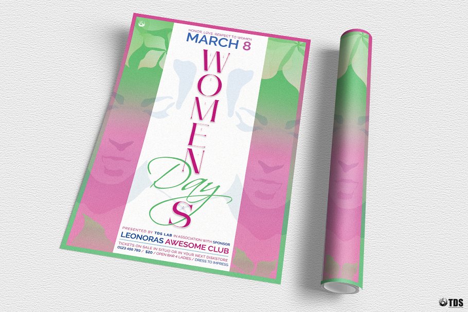 妇女节活动传单PSD模板v2 Womens Day Flyer PSD V2插图(2)