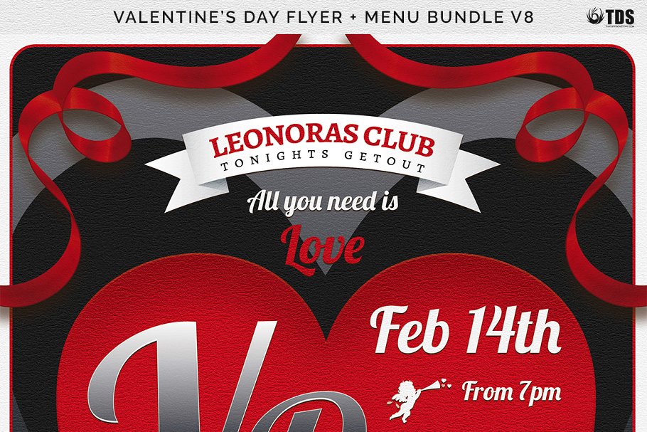 情人节主题传单活动目录PSD模板v8 Valentines Day Flyer+Menu PSD V8插图(7)