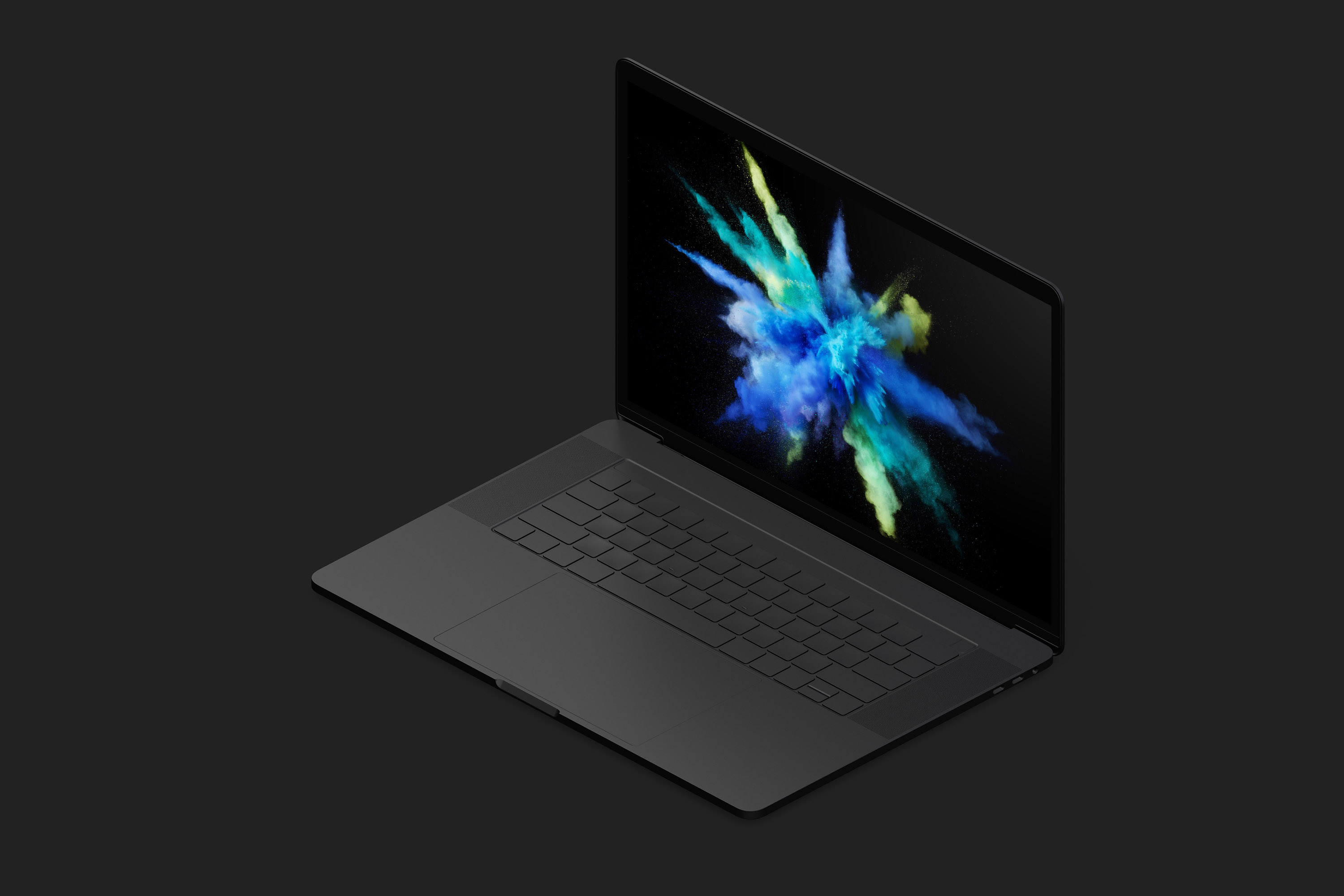 MacBook Pro笔记本电脑设计效果演示右视图样机 Clay MacBook Pro 15" with Touch Bar, Right Isometric View Mockup插图(7)