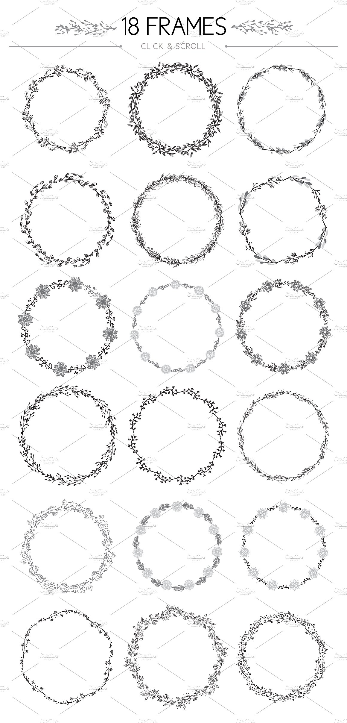 漂亮的手绘花卉植物剪贴画背景纹理素材插图(7)