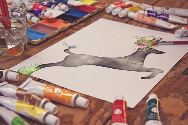 画室创作场景画纸样机模板v1 Paper View插图(1)