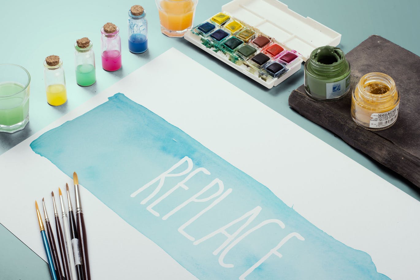 水彩手绘作品欣赏展示样机模板#3 Watercolor Paint Mockup Template #3插图