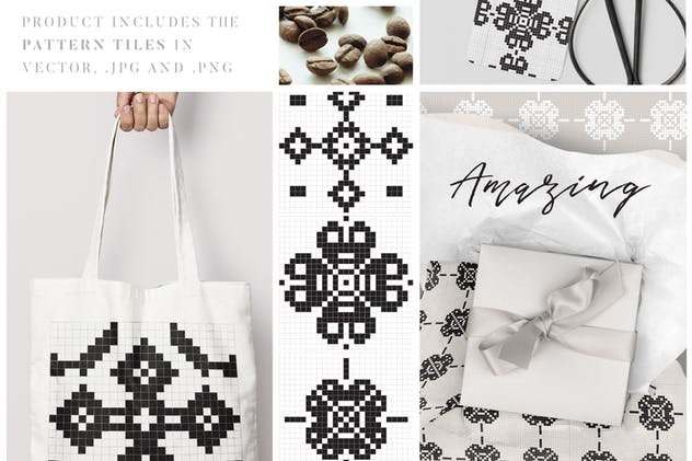 刺绣风格矢量图案 Embroidery Style Vector Patterns插图(1)