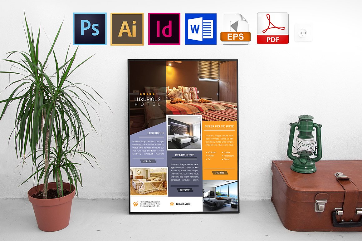 10款酒店宣传海报模板合辑下载 10 Hotel Poster Bundle [ai,psd,indd]插图(11)