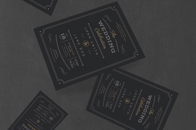 复古黑色婚礼邀请函PSD模板 Vintage Black Wedding Invitation插图(3)