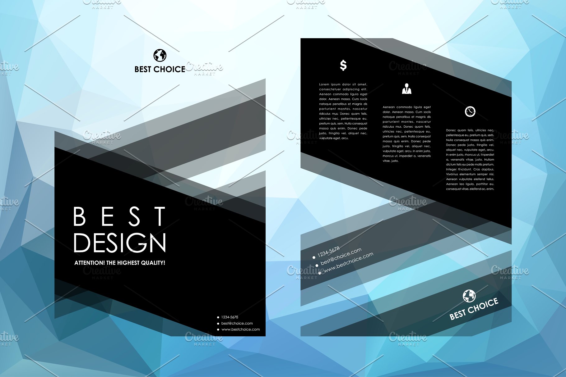 抽象风格小册子海报模板 Set of Beautiful Brochures插图(1)