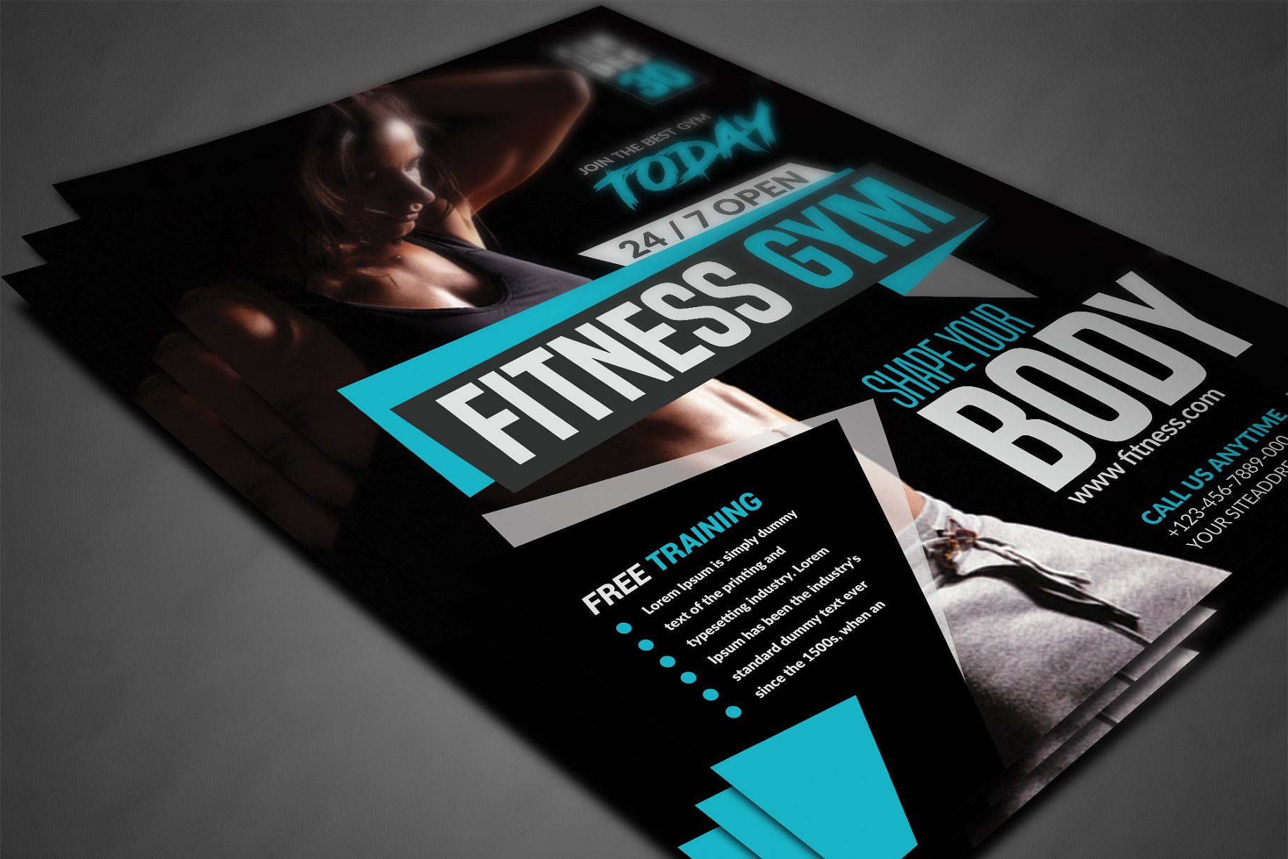 健身馆宣传海报设计模板 Fitness Flyer Template插图(2)