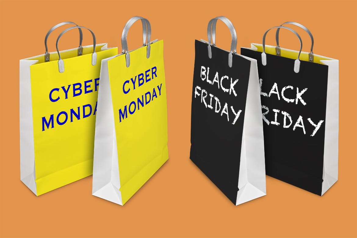 网络星期一&黑色星期五促销日购物袋设计样机02 Business days mockup_02插图(2)