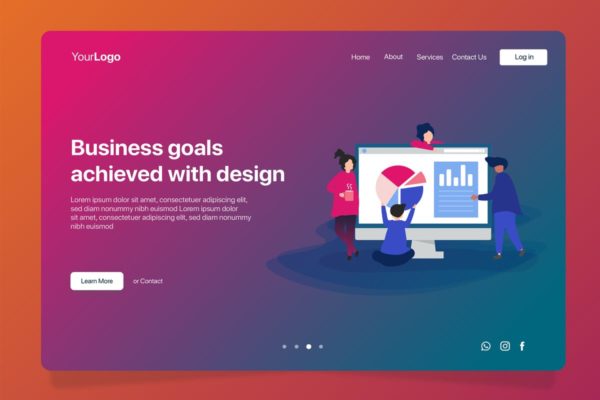 商业目标规划概念插画Banner&amp;着陆页设计模板 Business Goals – Banner &amp; Landing Page