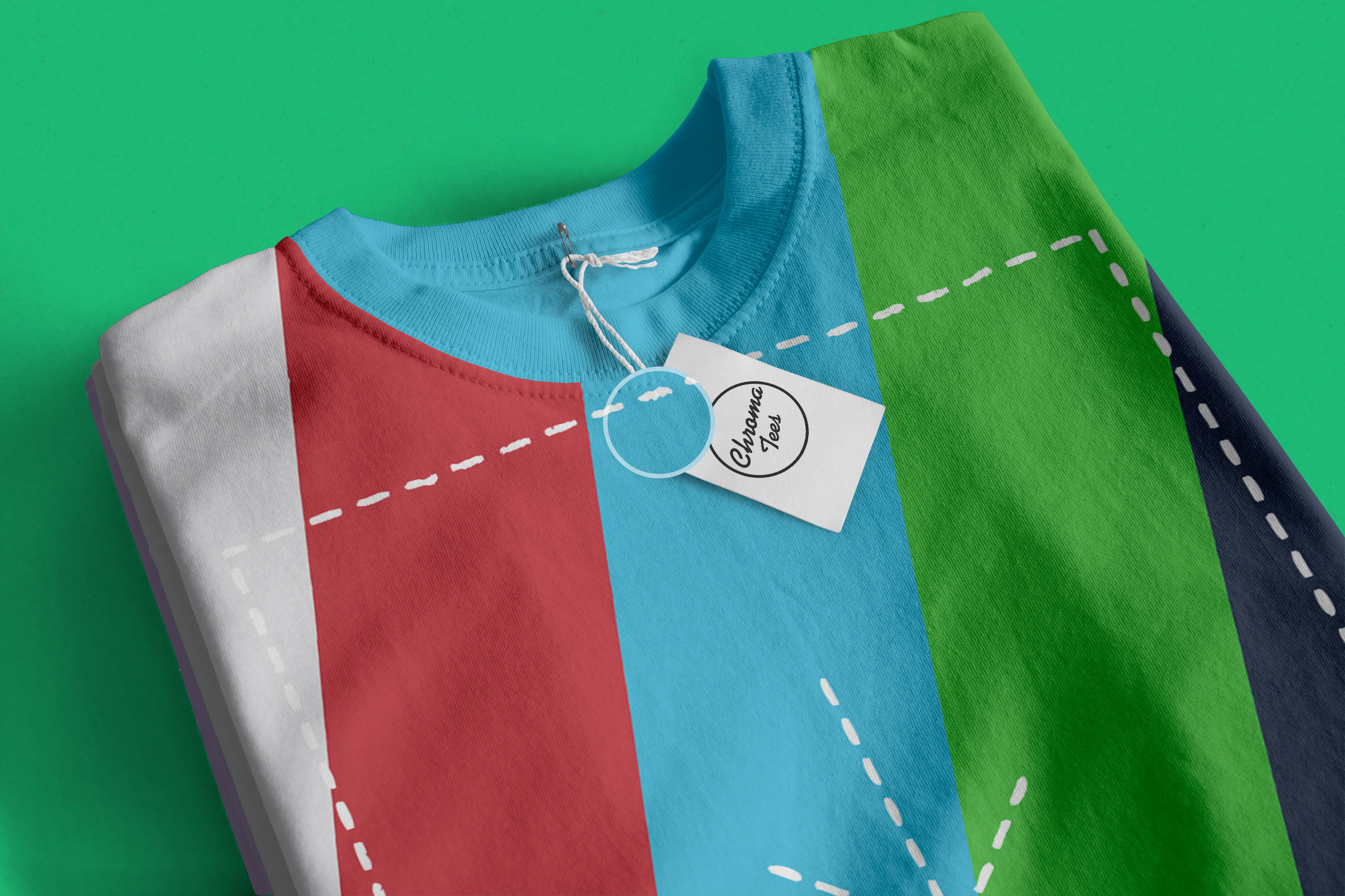 折叠T恤服装印花图案设计样机模板 Stack of Folded T-Shirts Mockup 03插图(1)