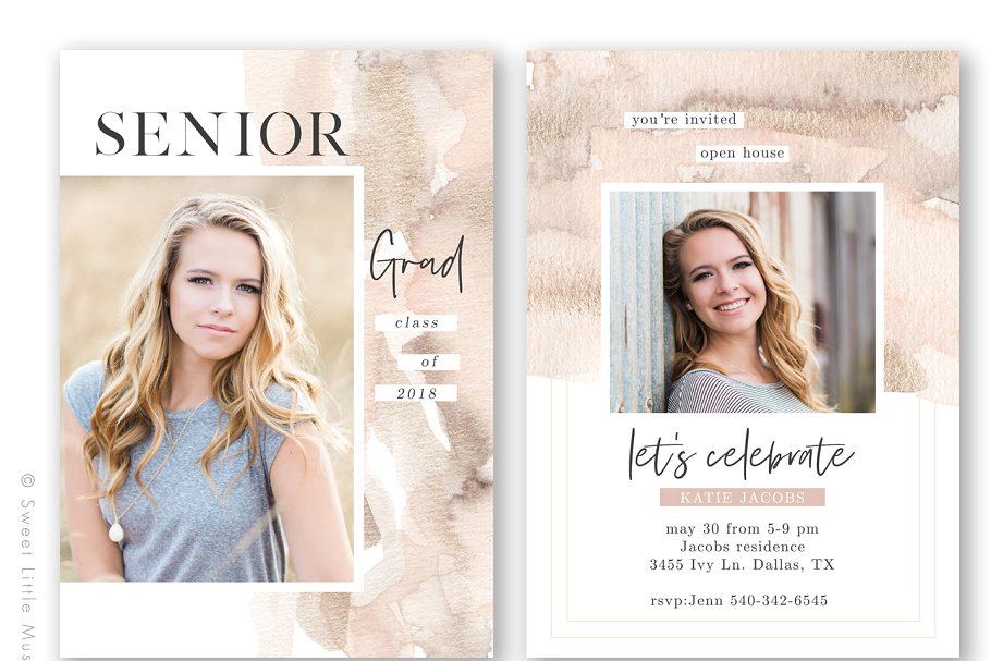 高年级毕业通知卡片模板 Card Template Bundle插图(4)