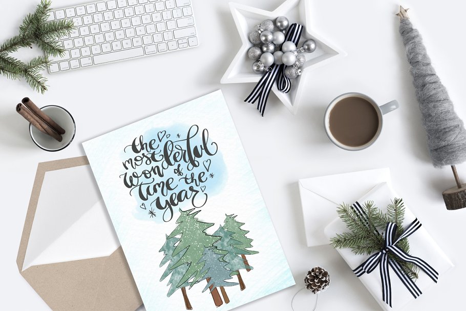 圣诞节节日主题气氛水彩插画套装 Wonderful Time Christmas Design Kit插图(6)