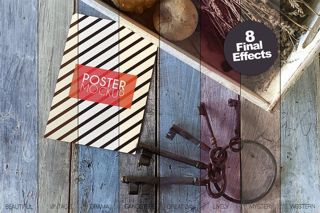 复古海报设计样机模板 Vintage Black Keys插图(3)